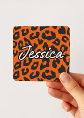 leopard name tea sachet case — personalised pocket teabag tin, hand-held
