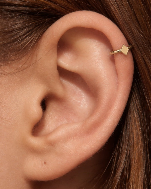 Diamond 14ct Solid Gold Helix Hoop