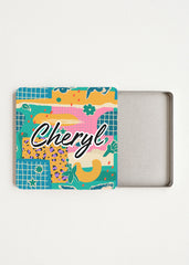 open pocket teabag tin — name print, holds 4–6 wrapped tea bags
