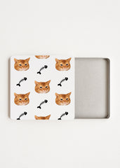 personalised cat photo tea box, custom feline tea storage, cat lover tea caddy, pet themed tea bag holder