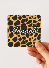 giraffe pattern name tea bag storage case — personalised pocket teabag tin, hand-held