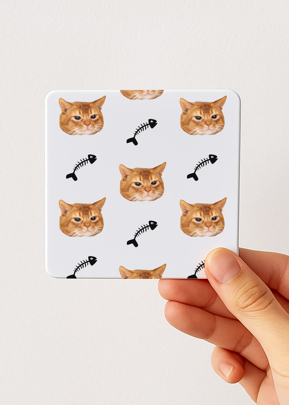 personalised cat photo tea box, custom feline tea storage, cat lover tea caddy, pet themed tea bag holder