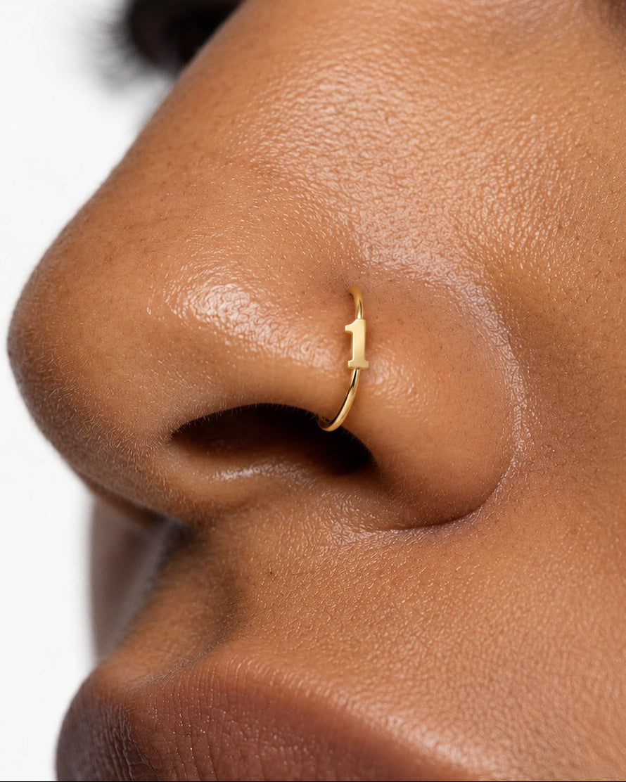 Personalised Single Digit 14ct Solid Gold Nostril Ring