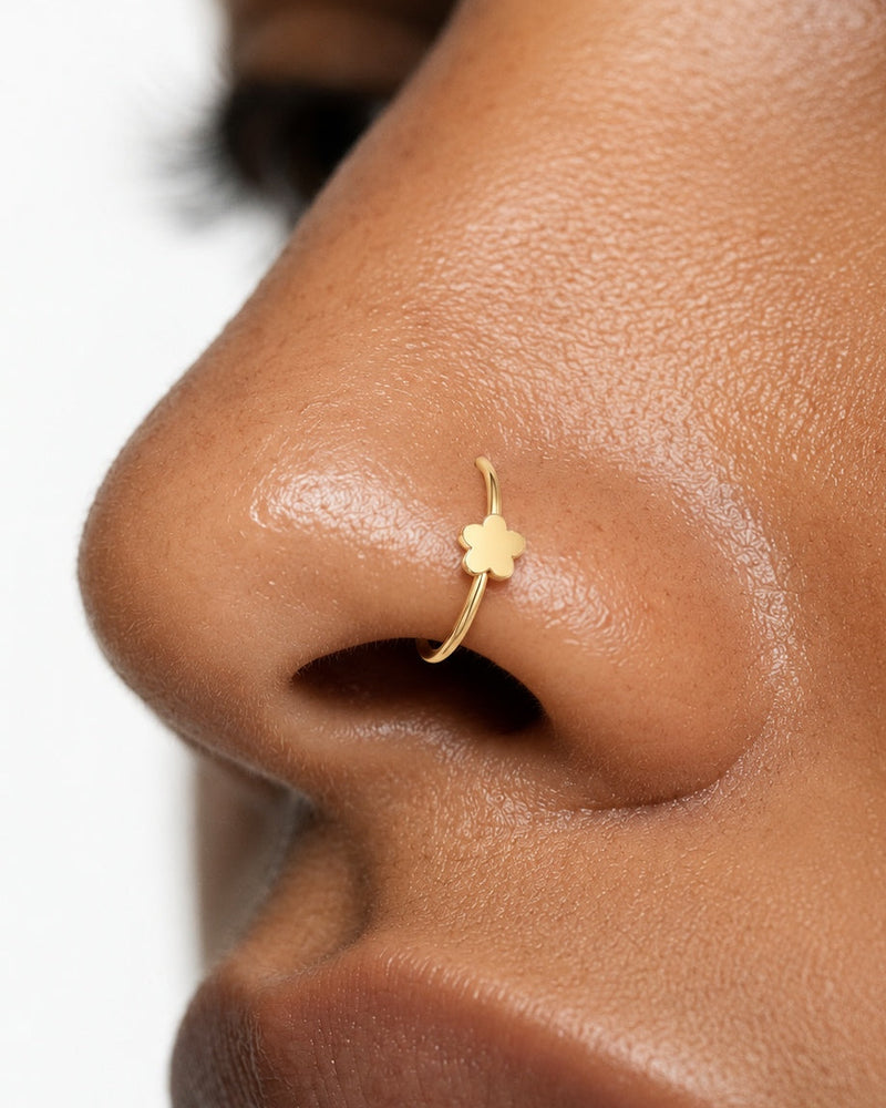 Flower 14ct Solid Gold Nostril Ring