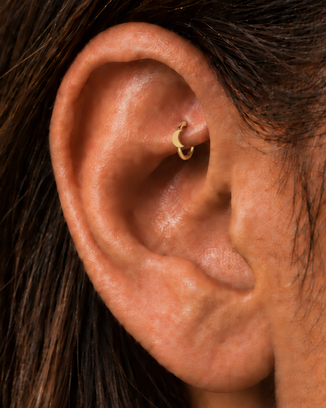 Moon 14ct Solid Gold Rook Hoop