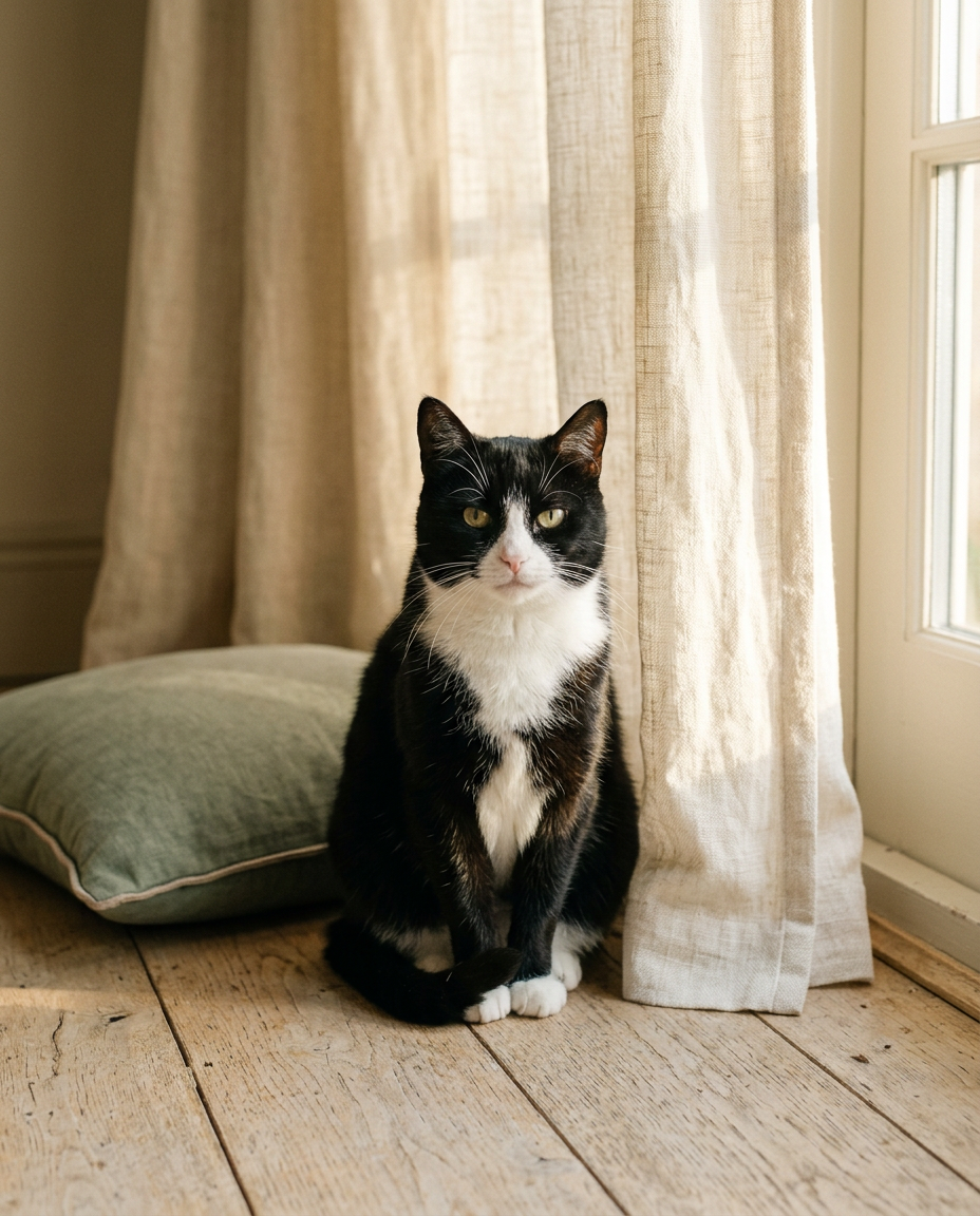 Cat with a calm, curious expression