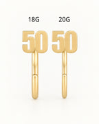 14K Gold Number Huggie Hoop