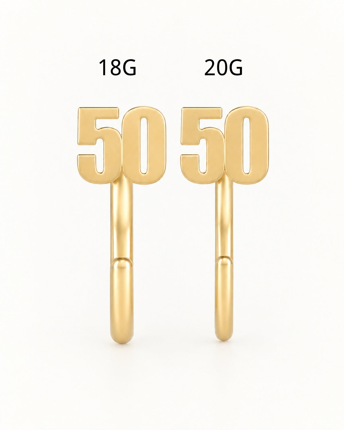14K Gold Number Huggie Hoop