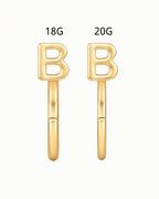 14K Gold Initial Letter Huggie Hoop