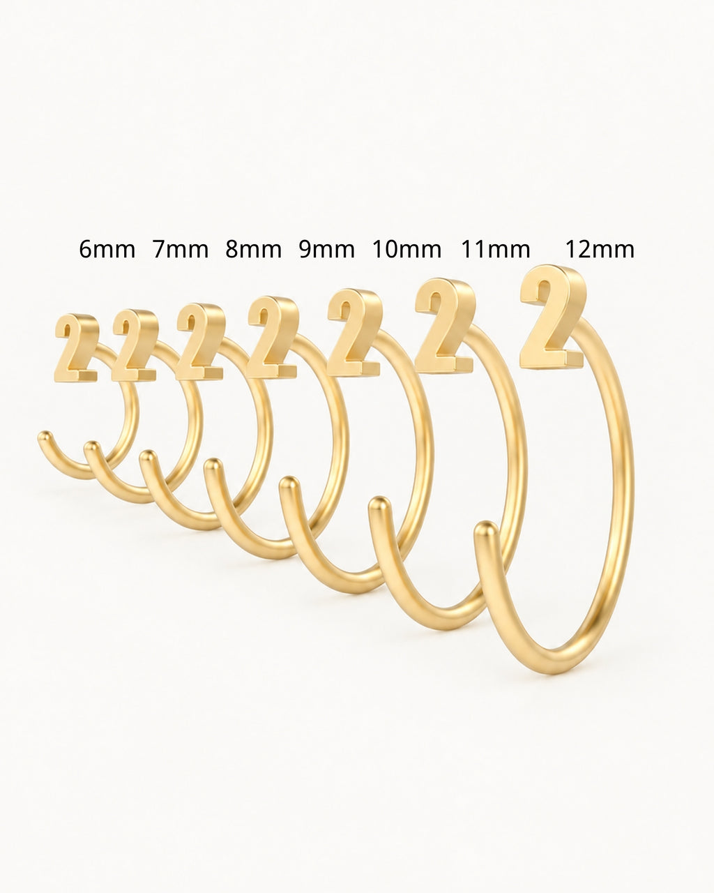 14K Gold Number Huggie Hoop