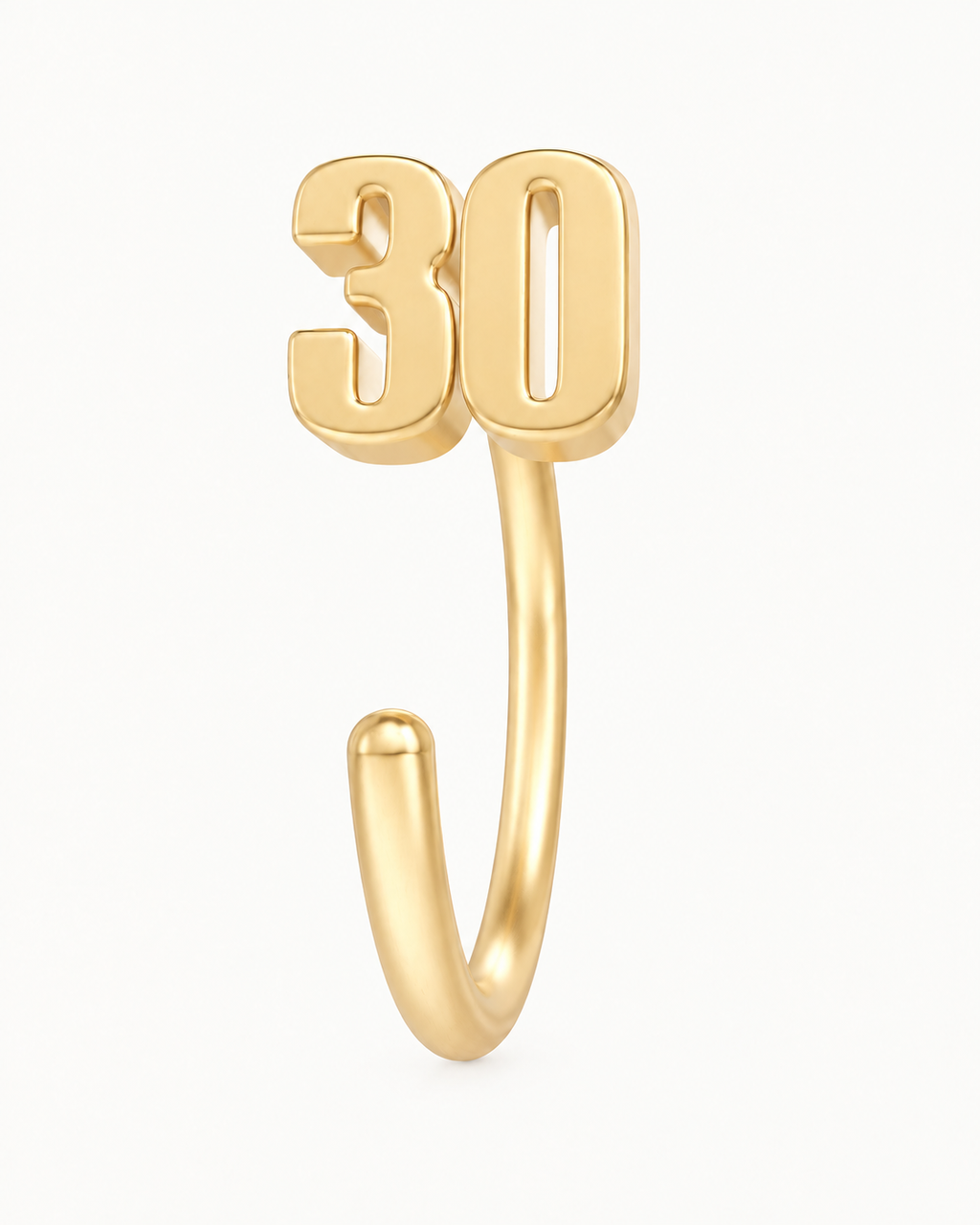 14K Gold Number Huggie Hoop
