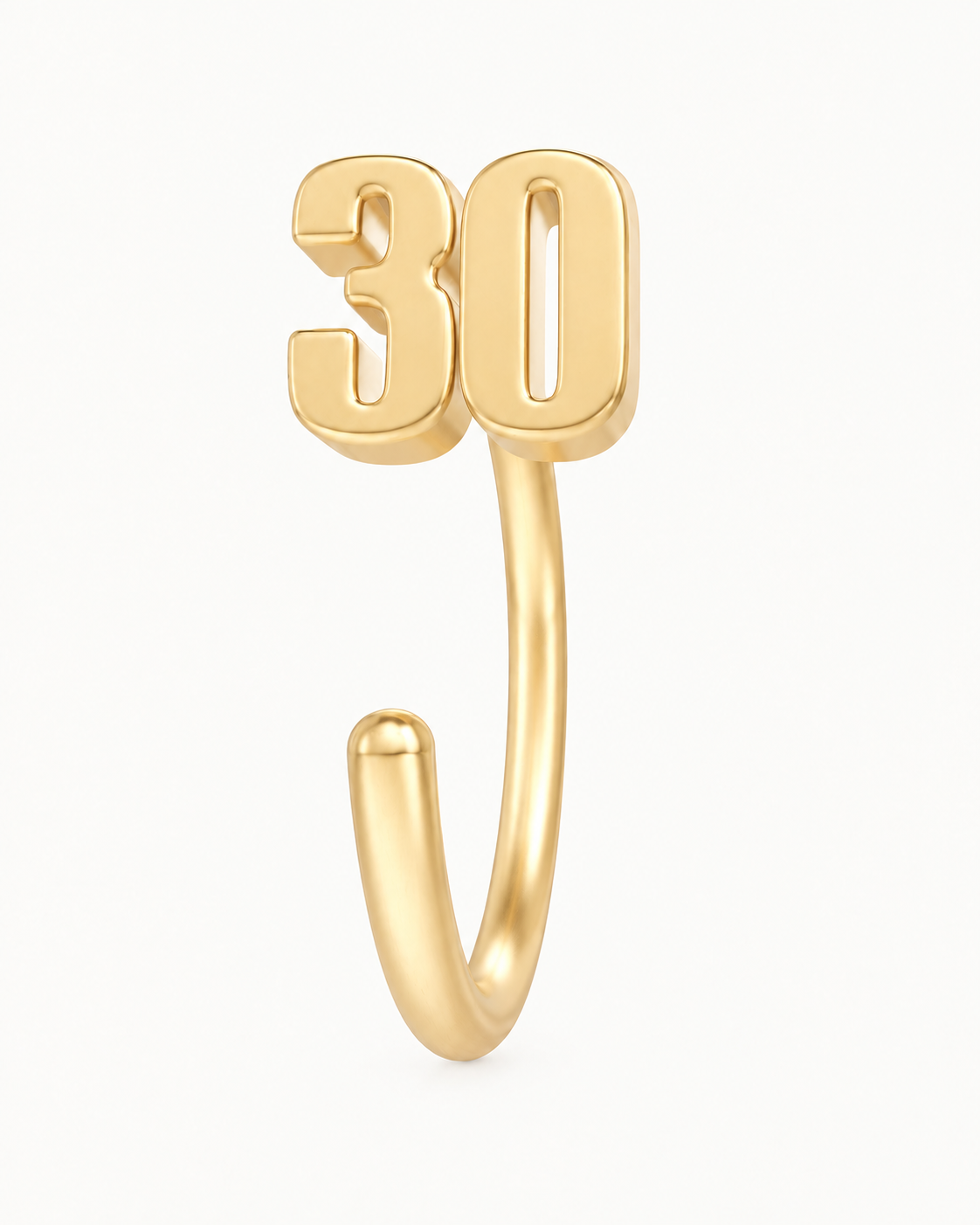 14K Gold Number Huggie Hoop