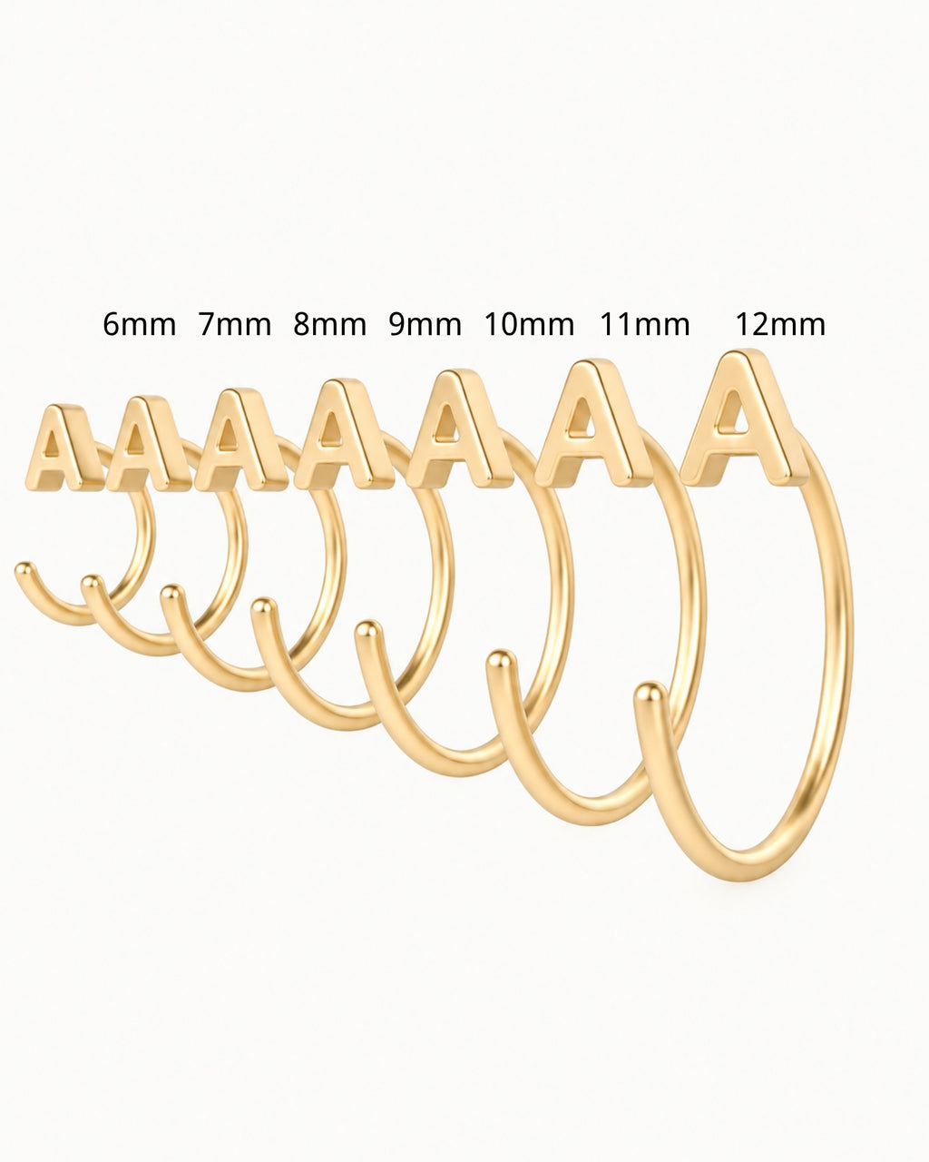 14K Gold Initial Letter Huggie Hoop