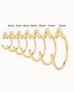 14K Gold Initial Letter Huggie Hoop