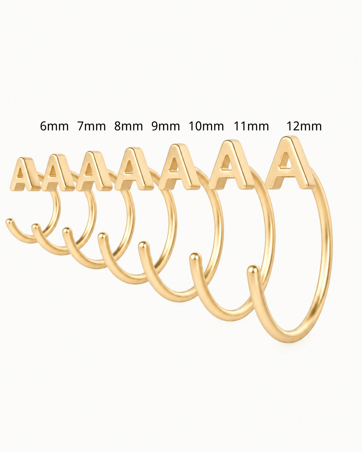 14K Gold Initial Letter Huggie Hoop