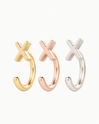 14K Gold Initial Letter Huggie Hoop