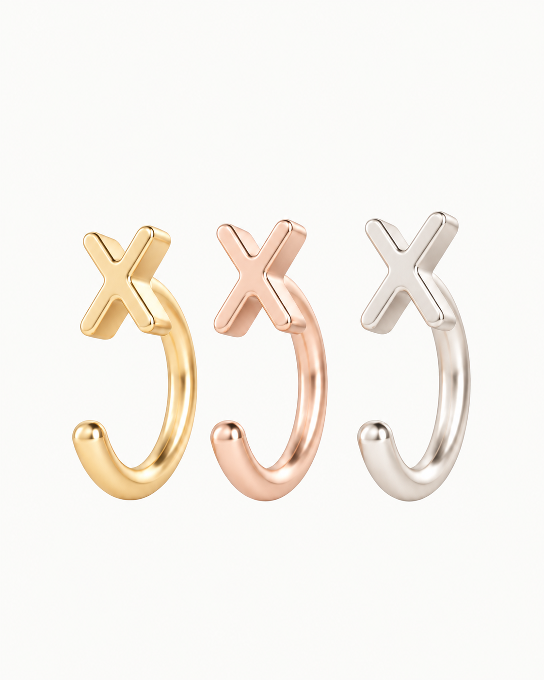 14K Gold Initial Letter Huggie Hoop