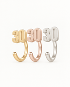 14K Gold Number Huggie Hoop