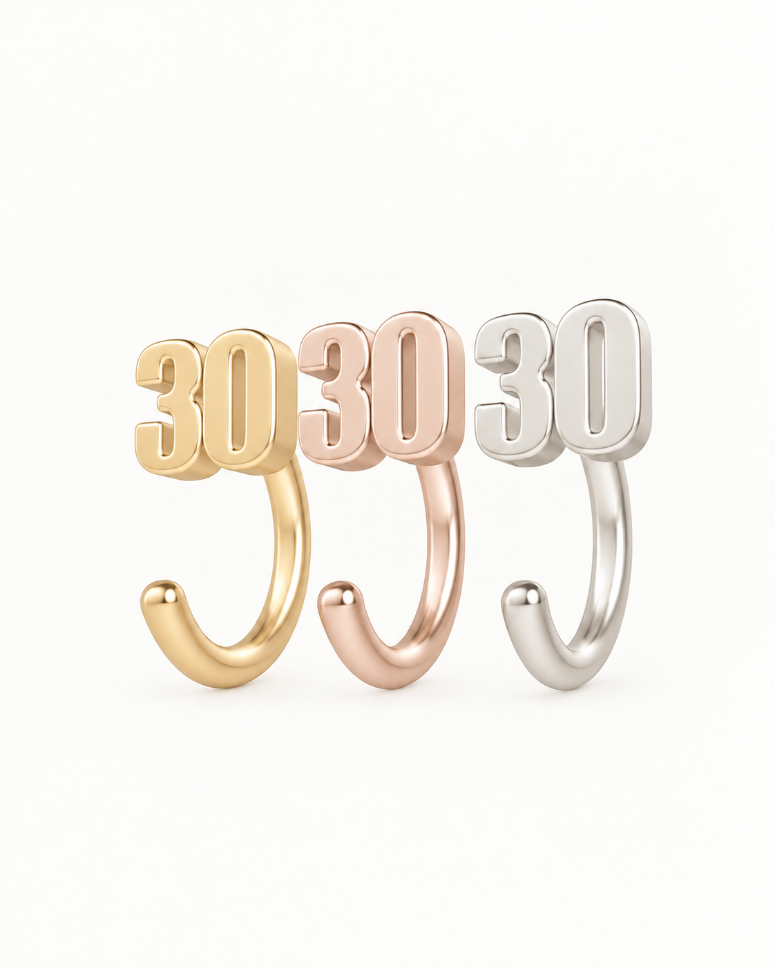 14K Gold Number Huggie Hoop