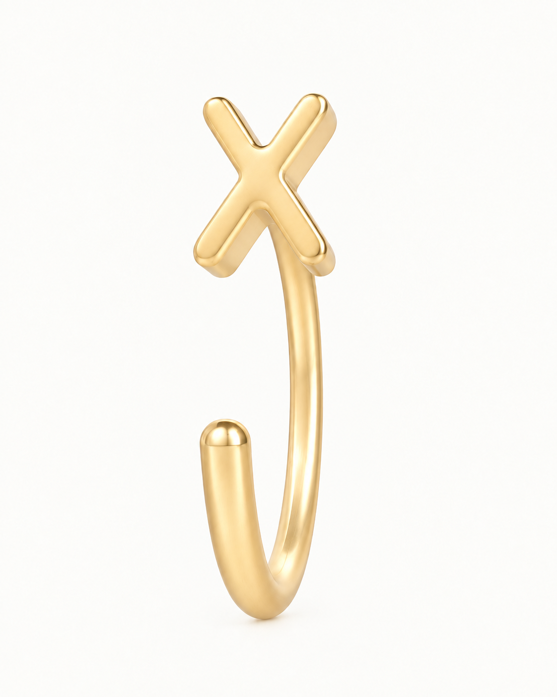 A made-to-order 14K gold Initial Letter Huggie Hoop that turns a simple piercing into something personal. Choose any letter from A–Z — your own initial, a partner’s, child’s or family initial, or a letter with a meaning only you know. Then choose yellow, white or rose gold, 18G or 20G, and a 6–12mm inner diameter for the fit you prefer. The open hoop design is easy to guide through a fully healed nostril or ear piercing, with no clasp to fasten and no ends to line up after fitting.