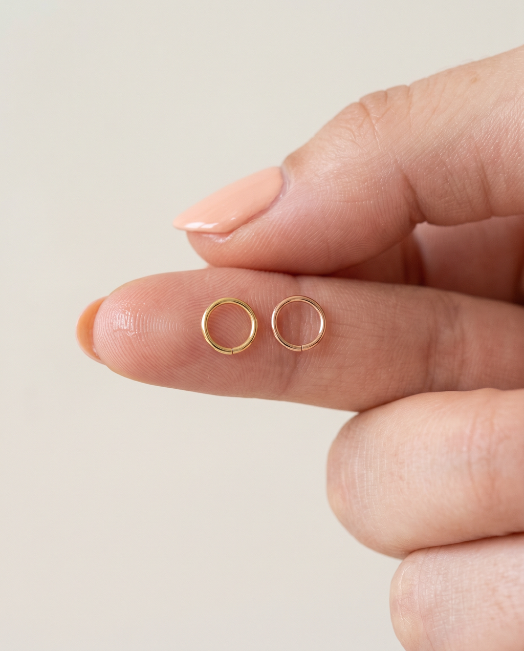 6.5mm Gold Seamless Hoop ,14k soild gold ring for helix ,rook ,tragus ,stepoy gold seamless ring , yellow gold and rose gold color 
