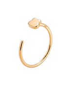 A playful 14ct solid gold Frog Hoop with a minimalist frog head and raised eye shapes. Available in 18G or 20G, 6–10mm, in three gold colours.
