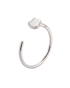 A playful 14ct solid gold Frog Hoop with a minimalist frog head and raised eye shapes. Available in 18G or 20G, 6–10mm, in three gold colours.