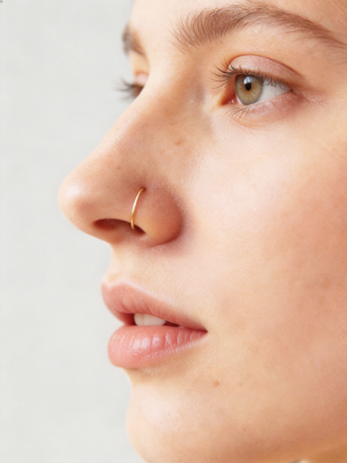 Discover a 14K solid gold nose hoop with a clean, minimalist look. Perfect for everyday wear, stacking, and effortless styling. — 14K solid gold by Stepoy