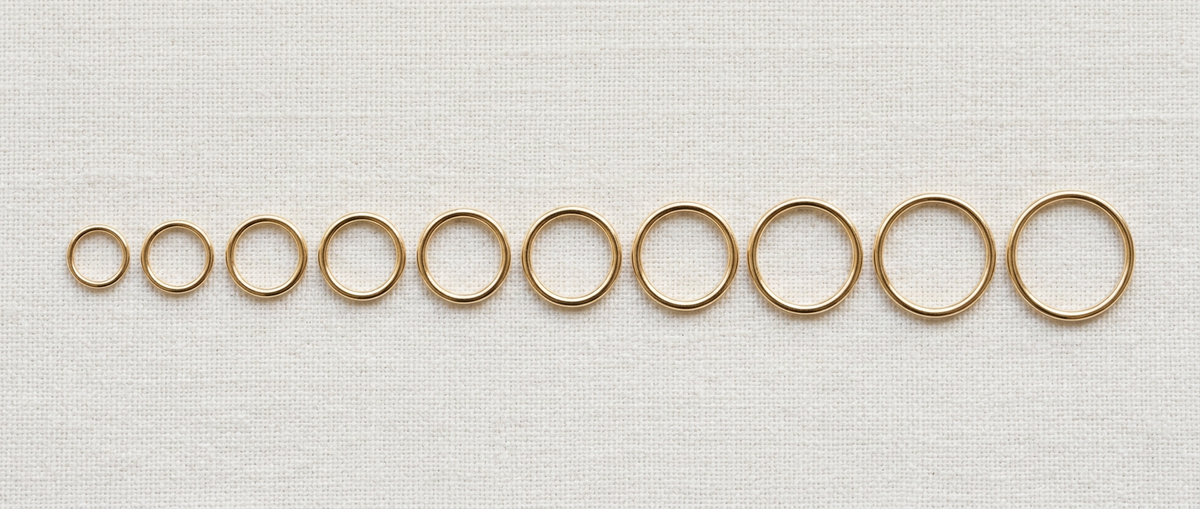 All Stepoy seamless hoop sizes from 6mm to 15mm in 14K gold