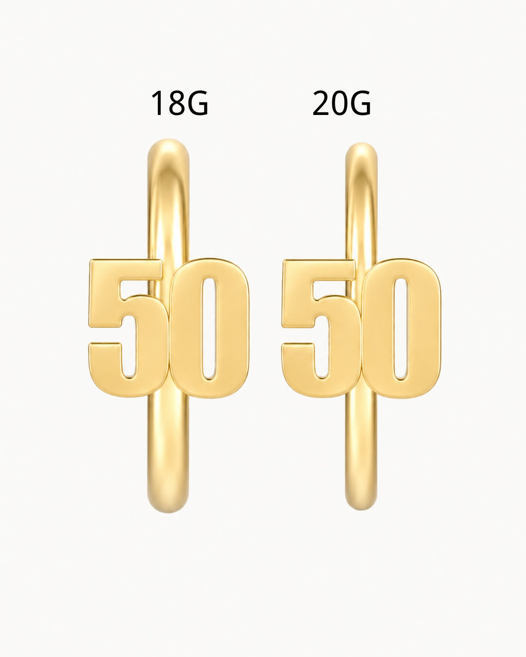 14ct Solid Gold Number Seamless Hoop