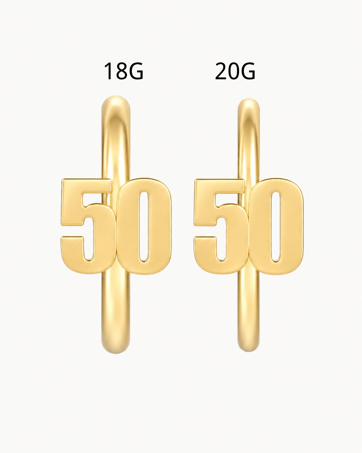 14ct Solid Gold Number Seamless Hoop