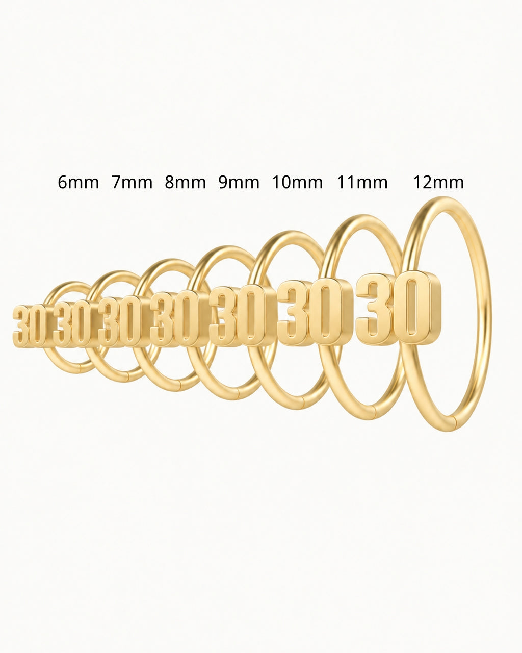 14ct Solid Gold Number Seamless Hoop