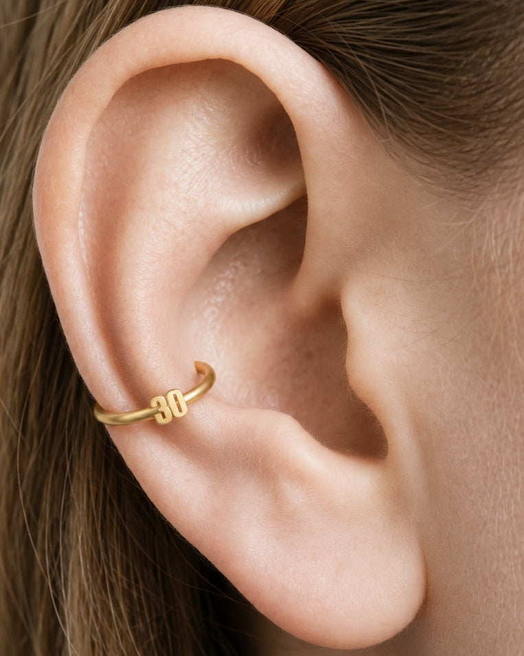 Personalised Double Digits 14ct Solid Gold Conch Ring