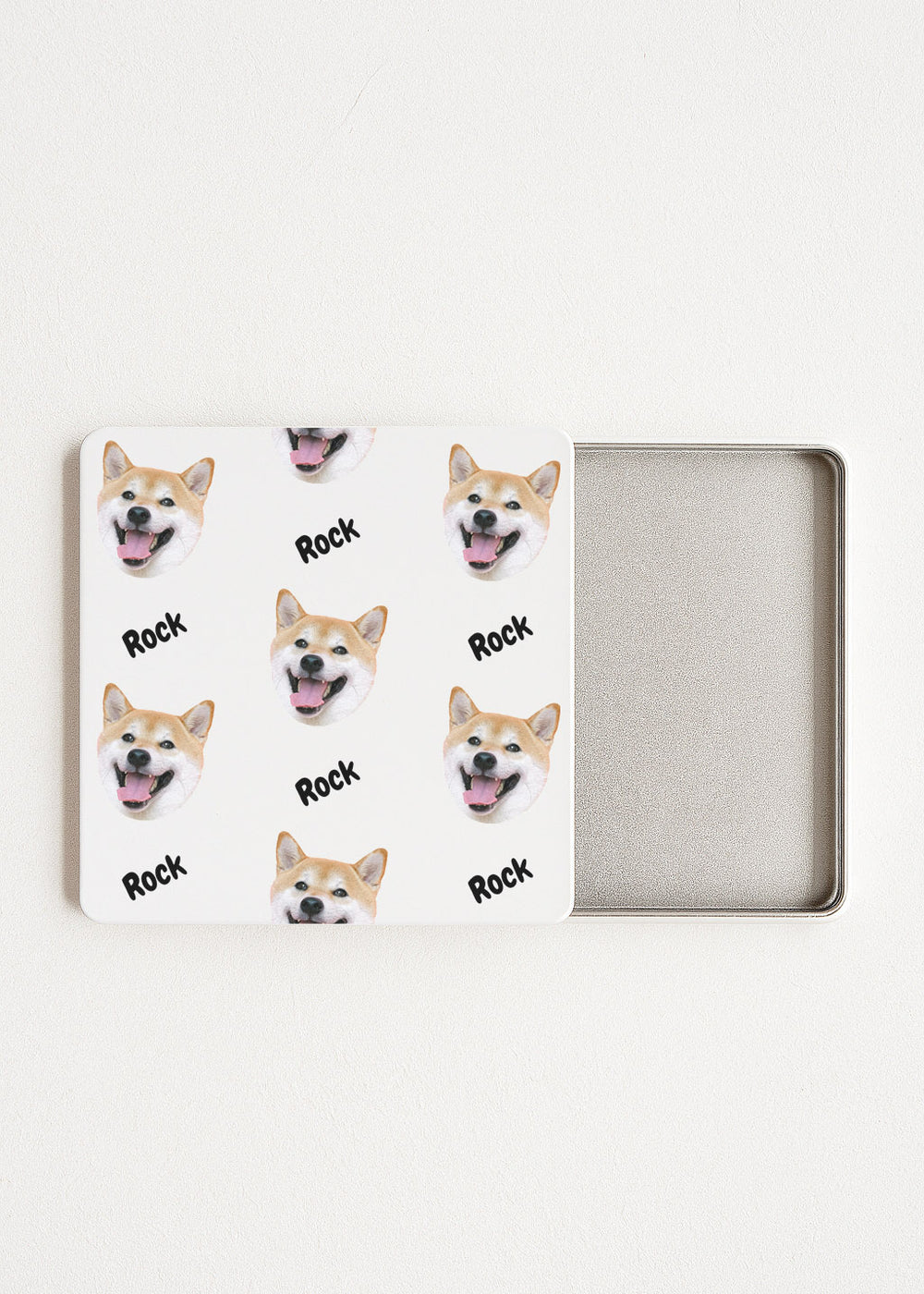 custom pet photo tea tin white lid holds 3–5 tea bags