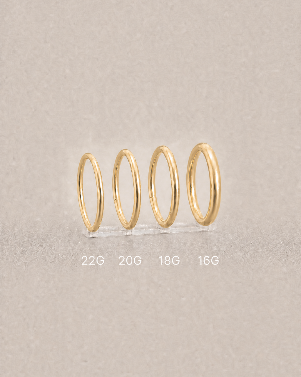 Set of 14ct gold hoop different guage size 