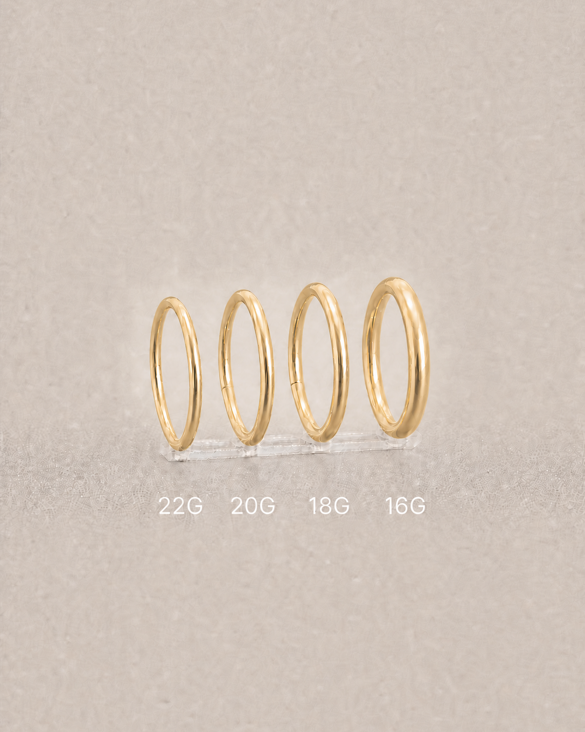 Set of 14ct gold hoop different guage size 