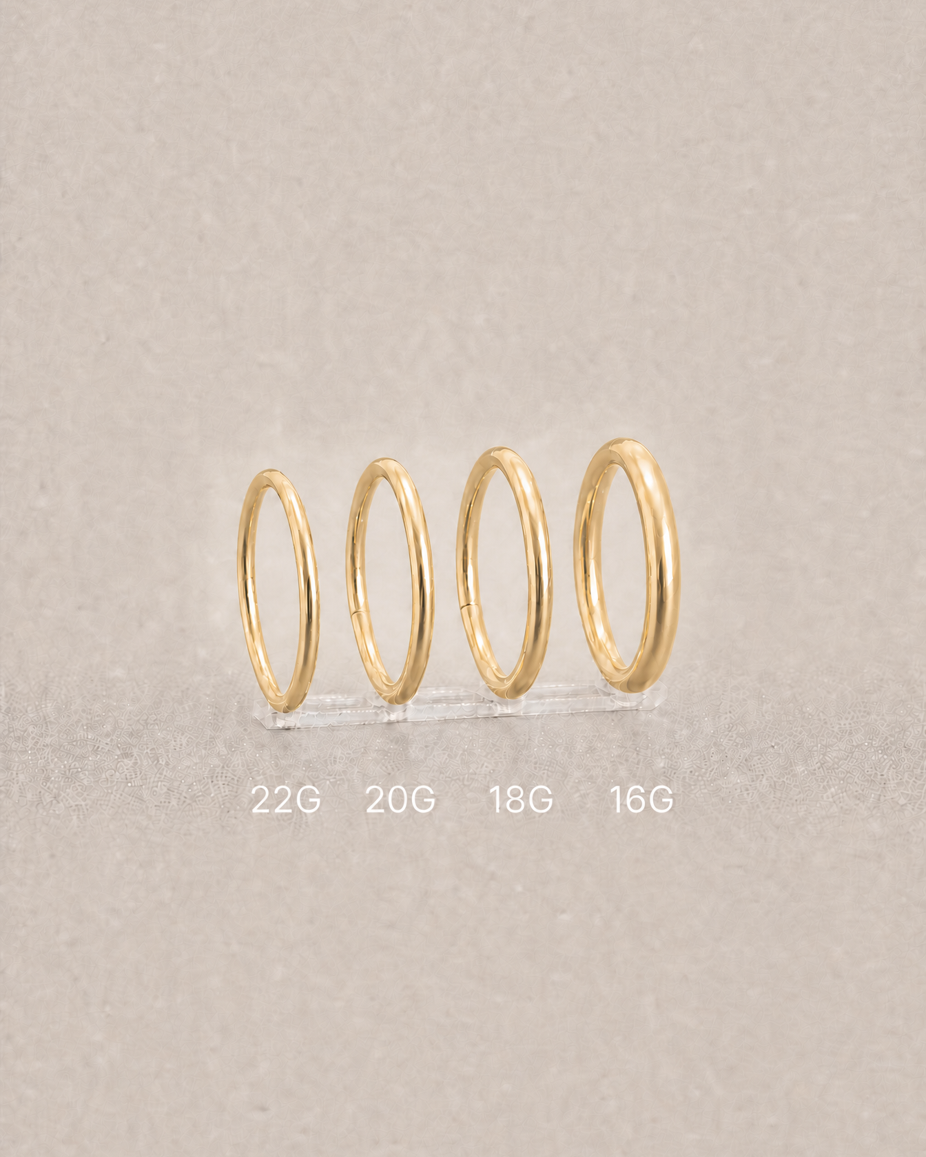 Set of 14ct gold hoop different guage size 
