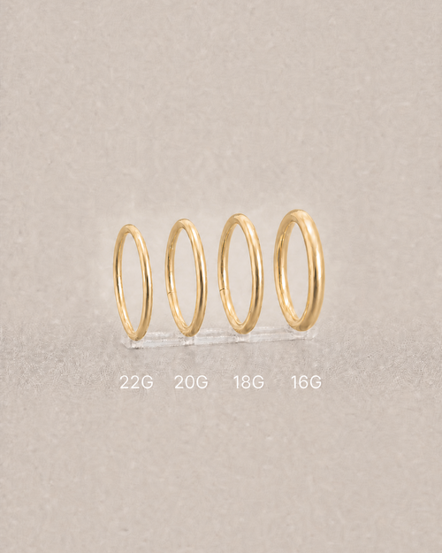 Set of 14ct gold hoop different guage size 