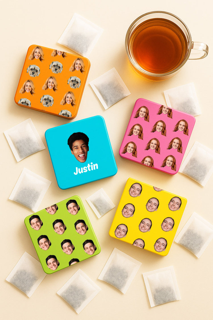 Pocket-size personalised tea bag tin for short trips & gifts. UV print your name. Fits 3–5 tea bags. Also great as a small storage tin.