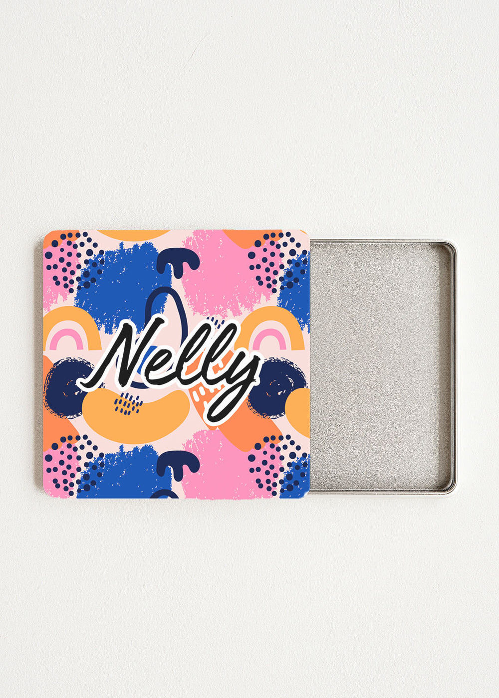 open portable teabag case — name print, holds 4–6 wrapped tea bags