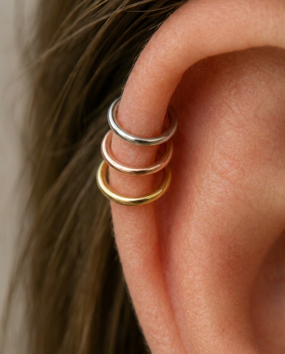 Half-sized 14ct Soild Gold Seamless Hoop