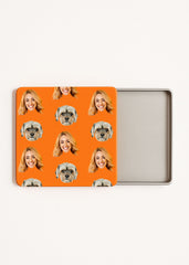 photo keepsake tin box, personalized face storage box