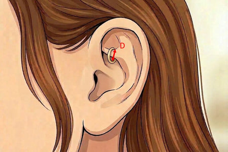 Rook Piercing piercing with 14K solid gold hoop ring