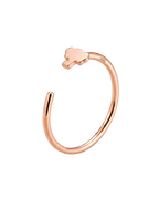 A playful 14ct solid gold Elephant Hoop with a tiny elephant head, rounded ears and curved trunk. Available in 18G or 20G and 6–10mm.