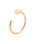 A playful 14ct solid gold Snail Hoop with a rounded shell, long body and tiny feelers. Available in 18G or 20G, 6–10mm, in three gold colours.