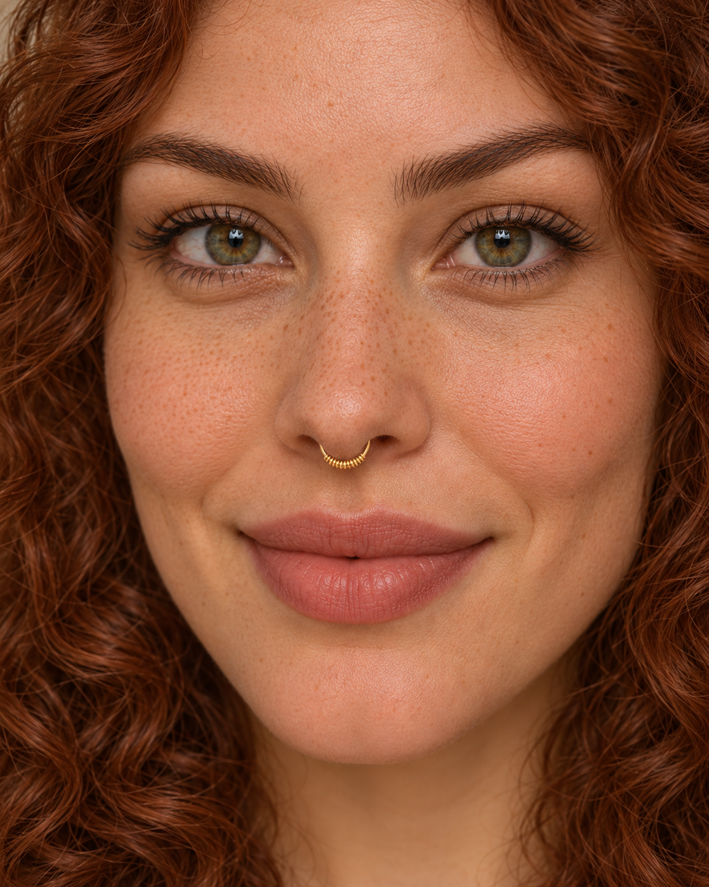 A soft curve, centred beneath your nose. Solis brings a softly wrapped lower curve to a delicate 14ct solid gold septum ring. Fine gold wire is wound by hand around approximately half the hoop, while the upper arc stays smooth and polished.