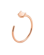 A playful 14ct solid gold Cat Hoop with a minimalist cat head, pointed ears and rounded cheeks. Available in 18G or 20G and 6–10mm.
