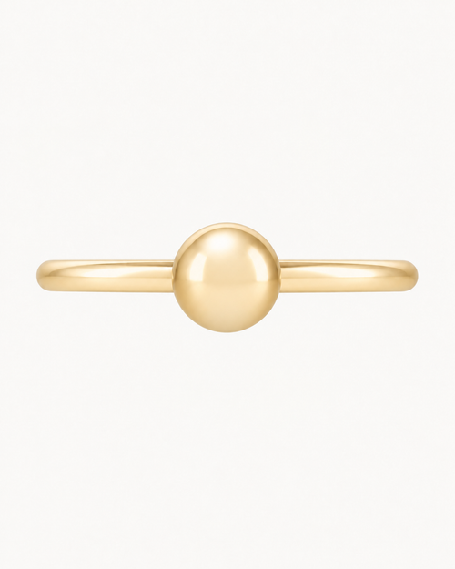 A polished ball adds a classic bead-like detail that works easily with simple solid-gold jewellery. Made for fully healed helix piercings, it keeps the profile compact for an upper-ear stack while leaving the motif clearly visible. Handmade to order in 14ct solid gold, it fits naturally with classic, polished and minimal styling rather than reading as a generic plain hoop.