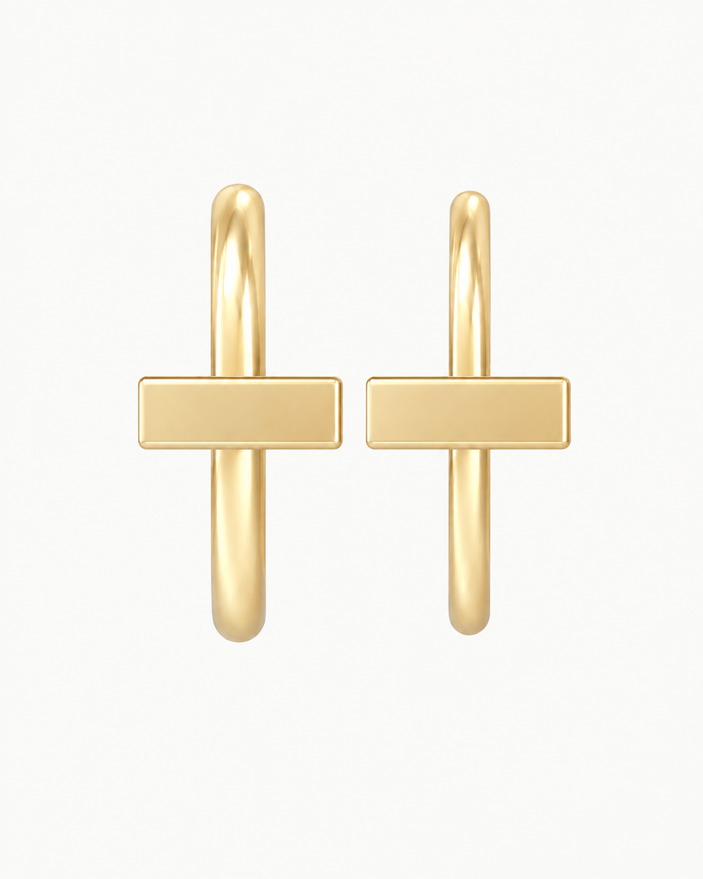 Bar 14ct Solid Gold Lobe Hoop Earring