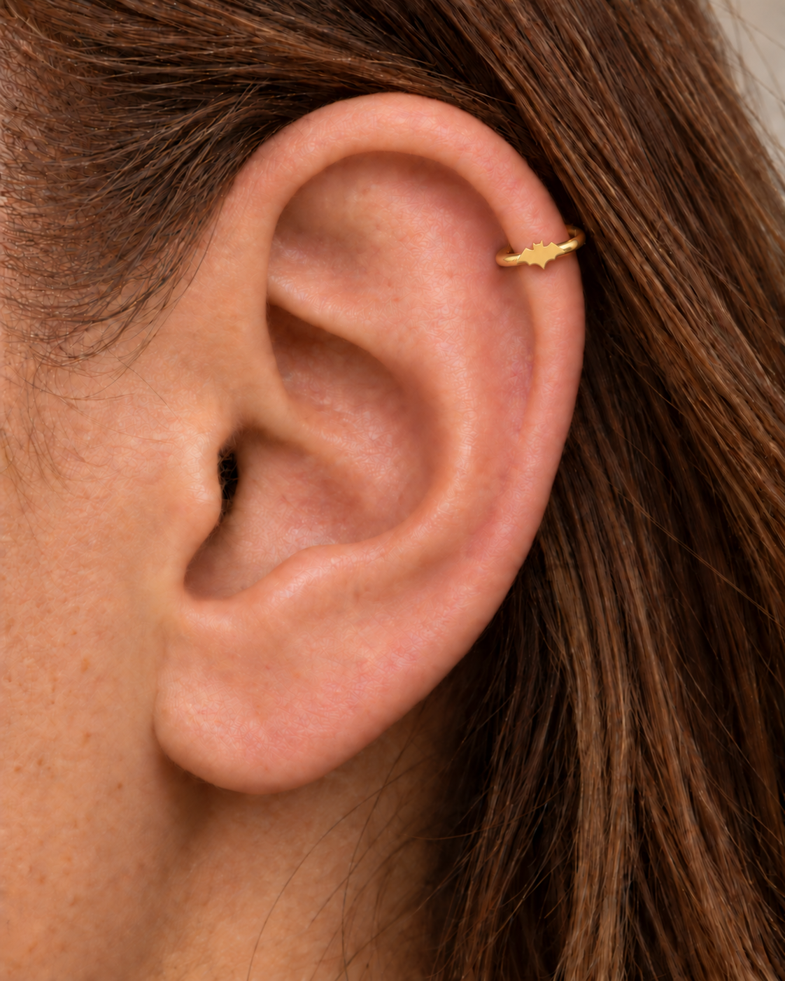 Bat 14ct Solid Gold Helix Hoop